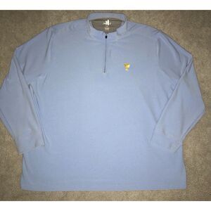 Johnnie-O Pullover Mens 2XL Malibu Blue LS 1/4 Zip Golf Champion Cup Logo‎